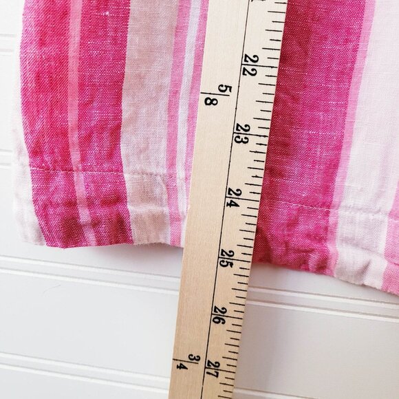 Charter Club Linen Top Womens XL Pink Stripe 3/4 Ruffle Sleeve Beachy Resort - Picture 5 of 8